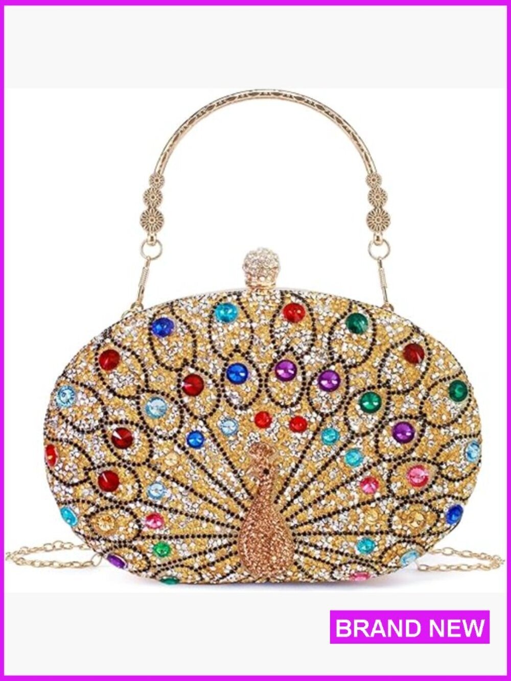 Rhinestone Evening Clutch Crossbody Shoulder Bag Elegant Party Wedding Wear
